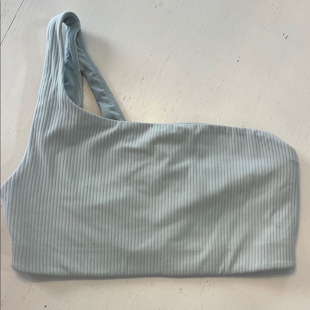 Lululemon One-Shoulder Ribbed Crop Top in Light Blue